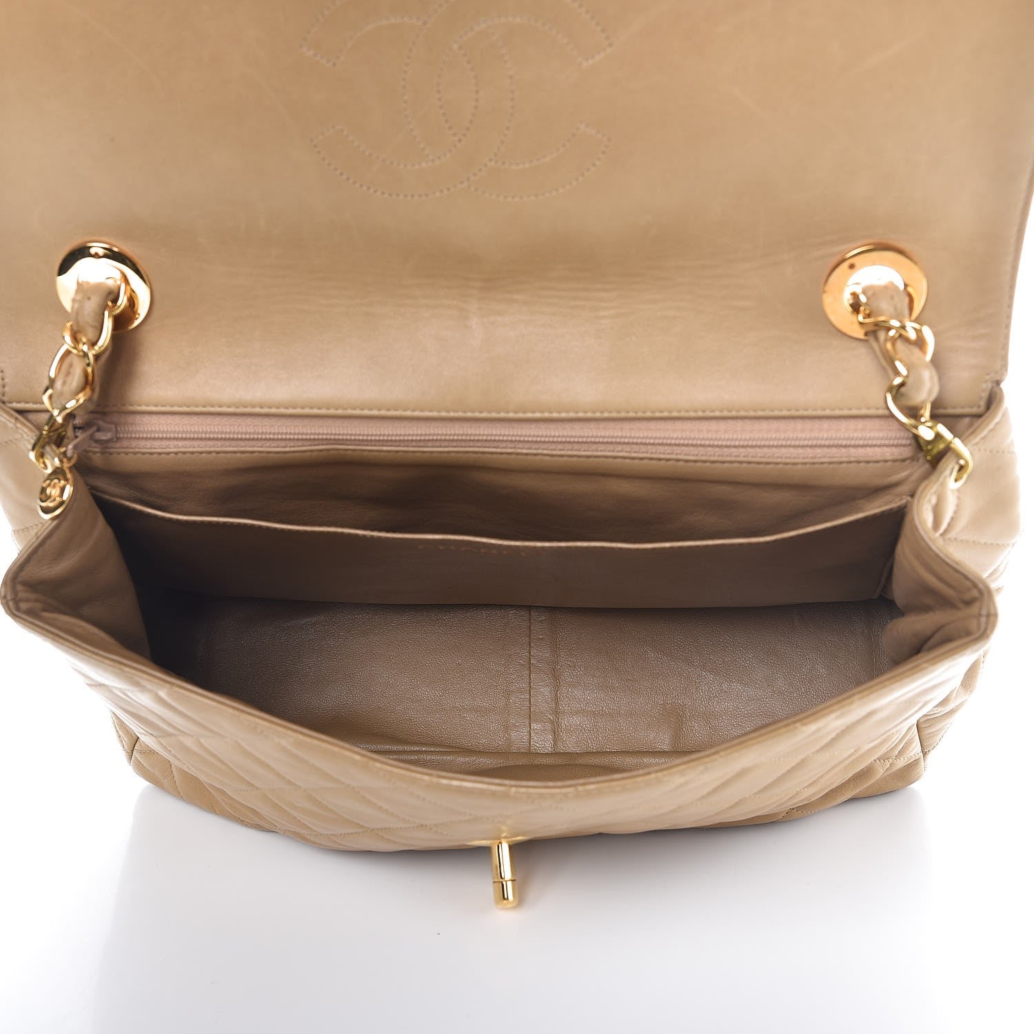 Chanel Lambskin Quilted Jumbo Single Flap Dark Beige 5 of 15