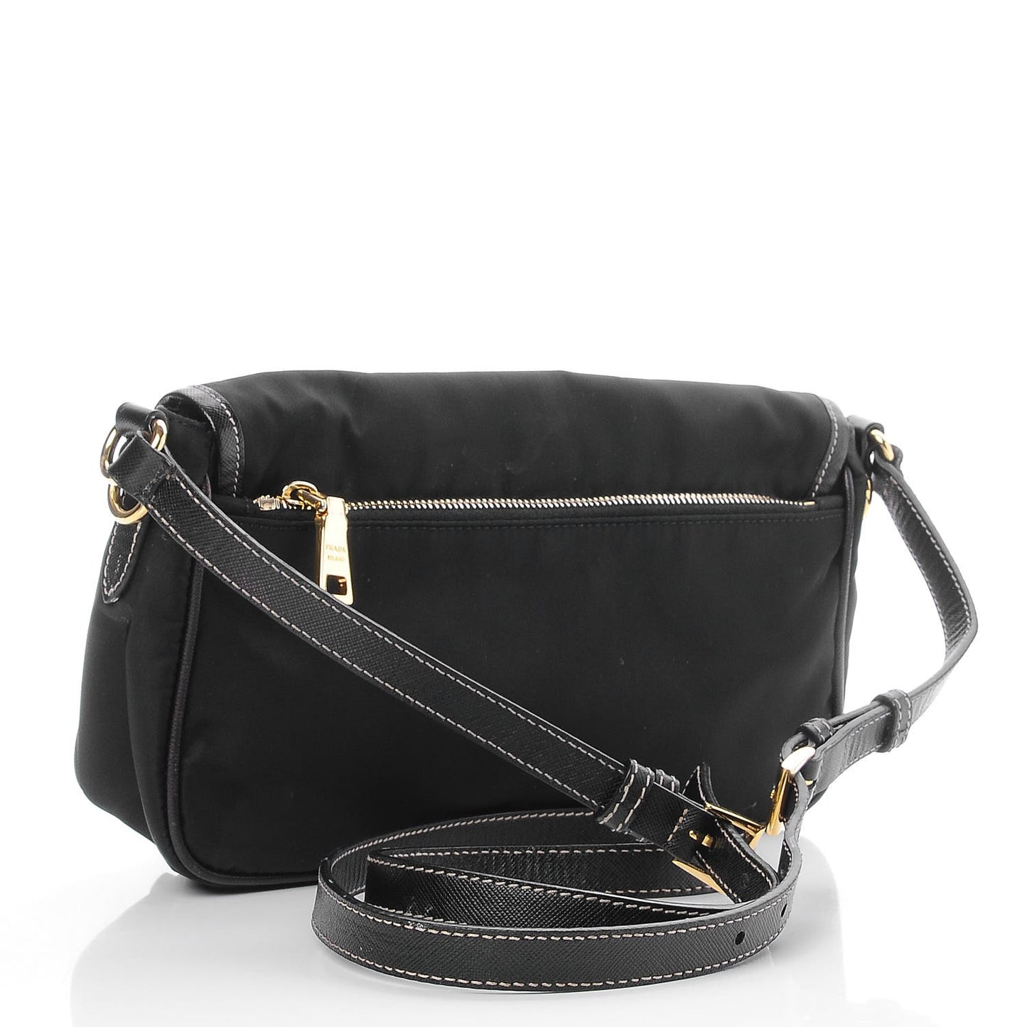 Tessuto Nylon Saffiano Small Messenger Bag Black