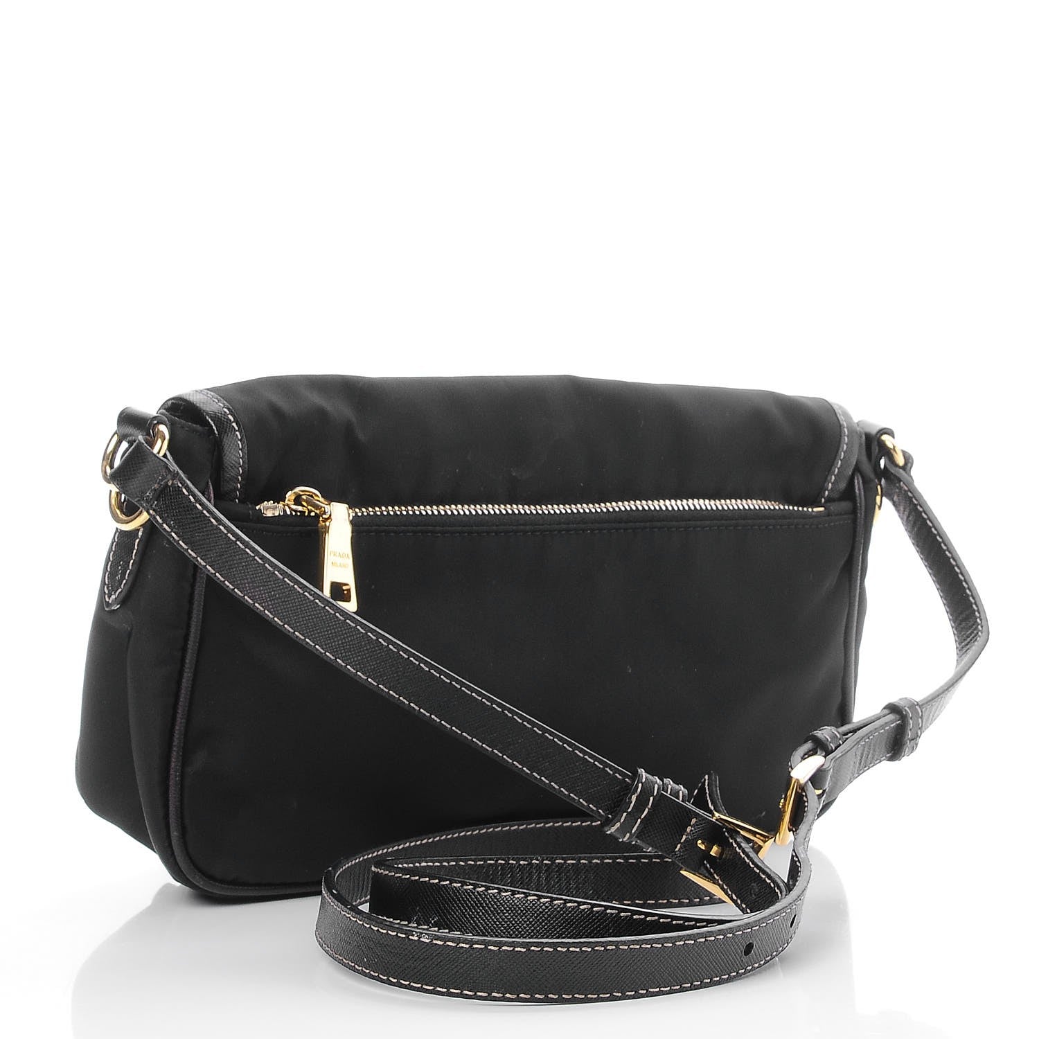 Prada Tessuto Nylon Saffiano Small Messenger Bag Black 3 of 8