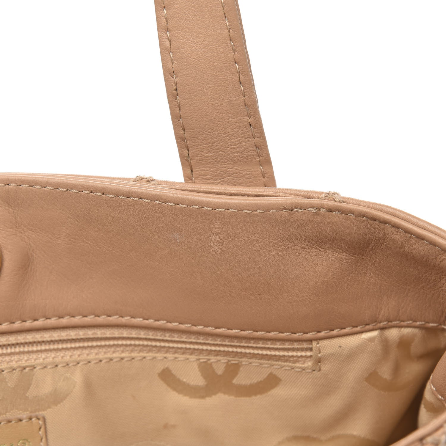 Chanel Calfskin Contrast Stitch Surpique Tote Beige 12 of 13