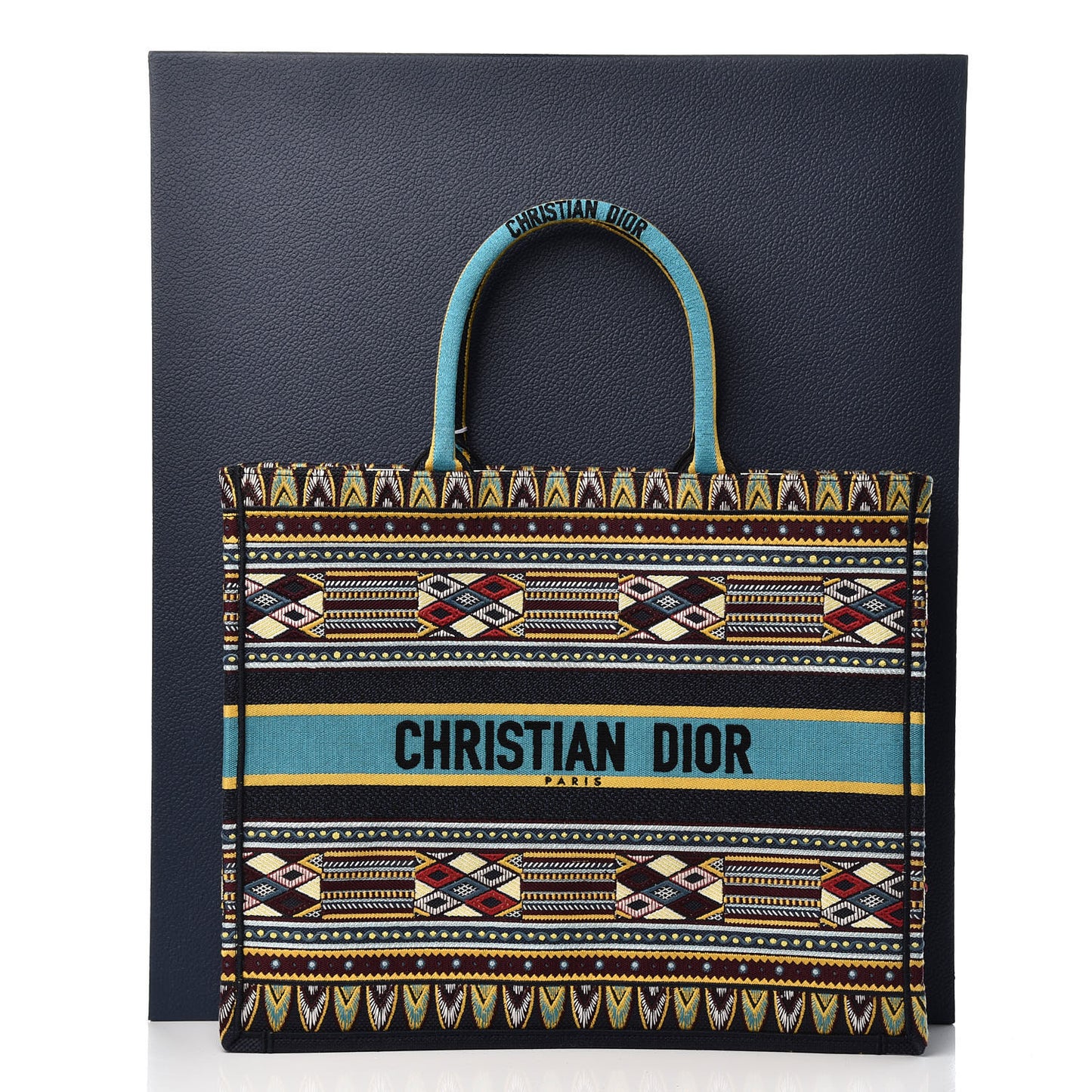 Canvas Embroidered Book Tote Blue Multicolor