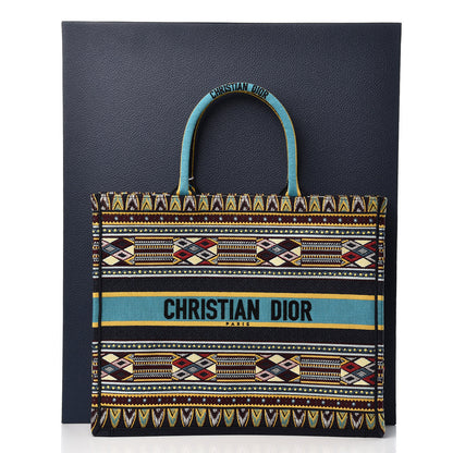 Christian Dior Canvas Embroidered Book Tote Blue Multicolor 10 of 10