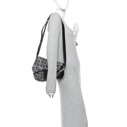 Christian Dior Tweed Saddle Bag Black Silver 2 of 15
