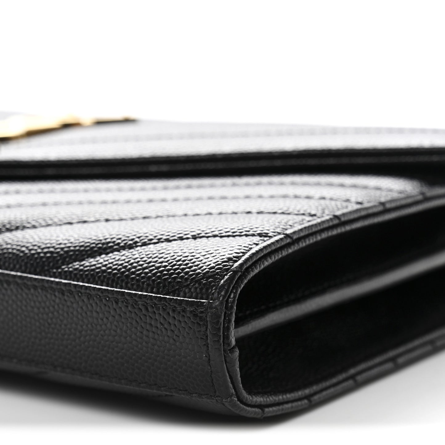 Grain De Poudre Matelasse Chevron Monogram Chain Wallet Black
