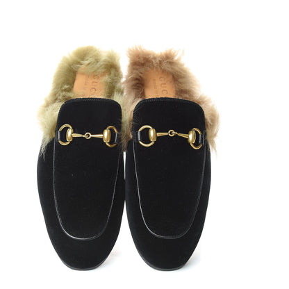 Gucci Velvet Fur Mens Princetown Slippers 5 Black 9 of 10