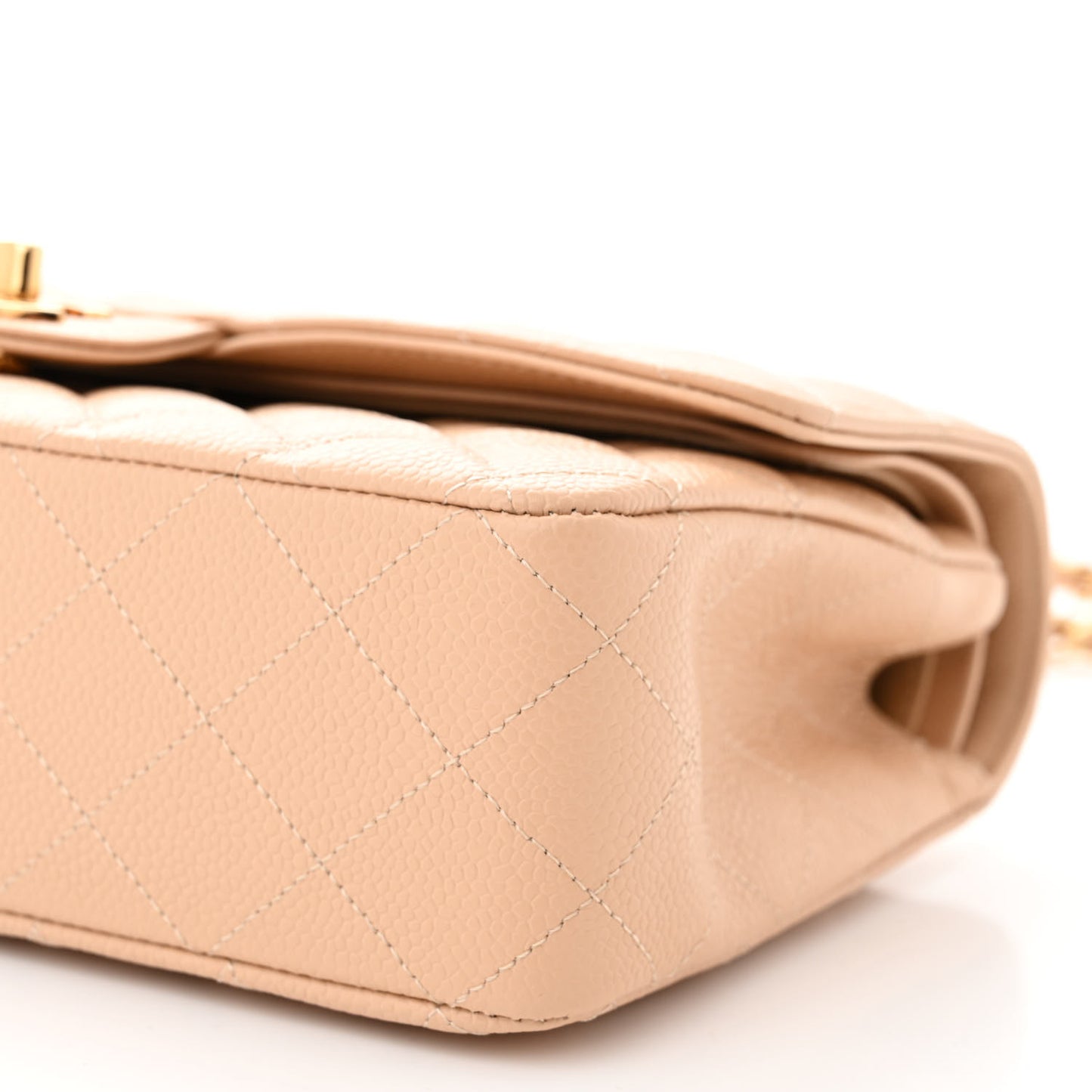 Caviar Quilted Medium Double Flap Beige