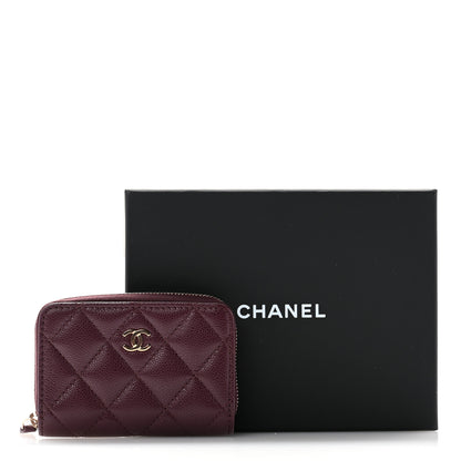 Chanel Caviar Quilted Zip Around Coin Purse Dark Burgundy 10 of 10
