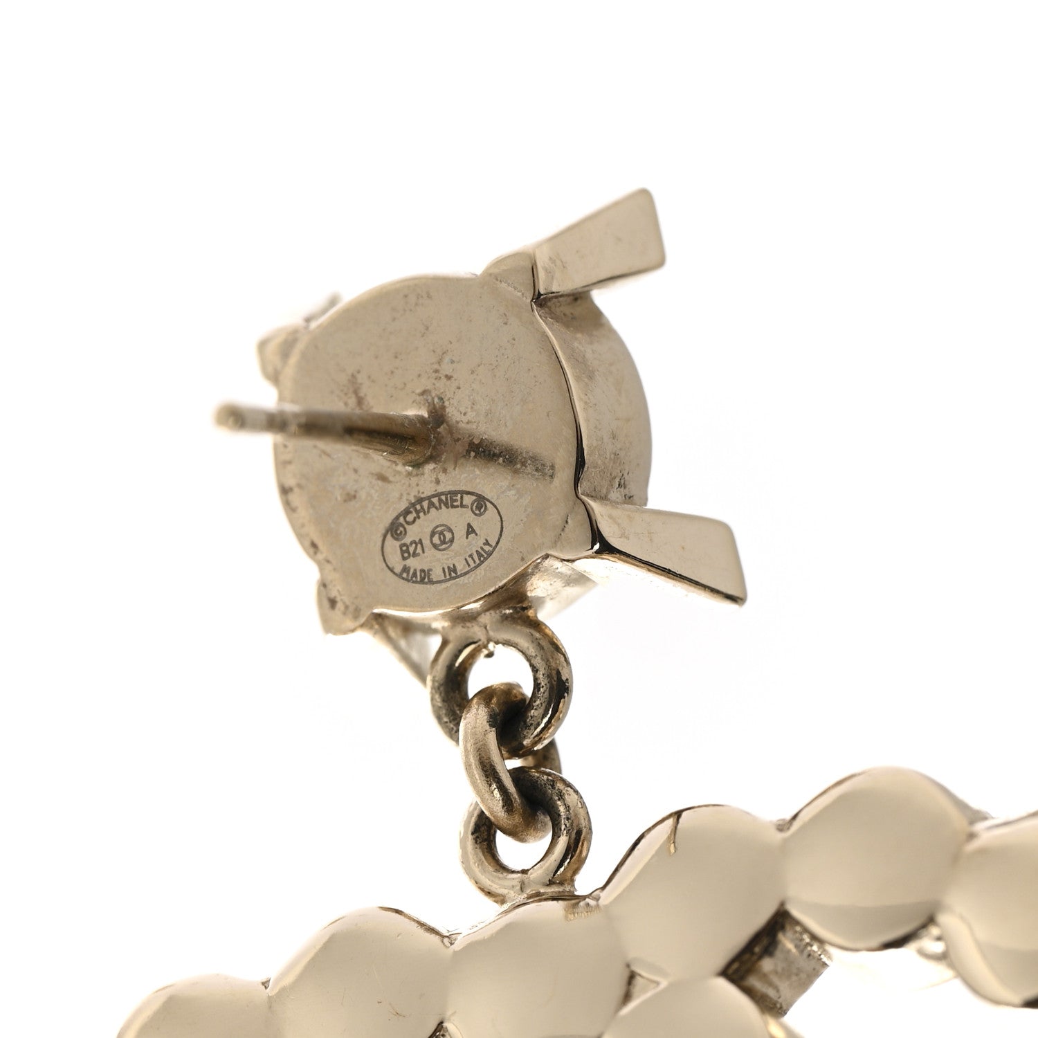 Chanel Resin Crystal Pearl CC Drop Earrings Black Gold 4 of 5