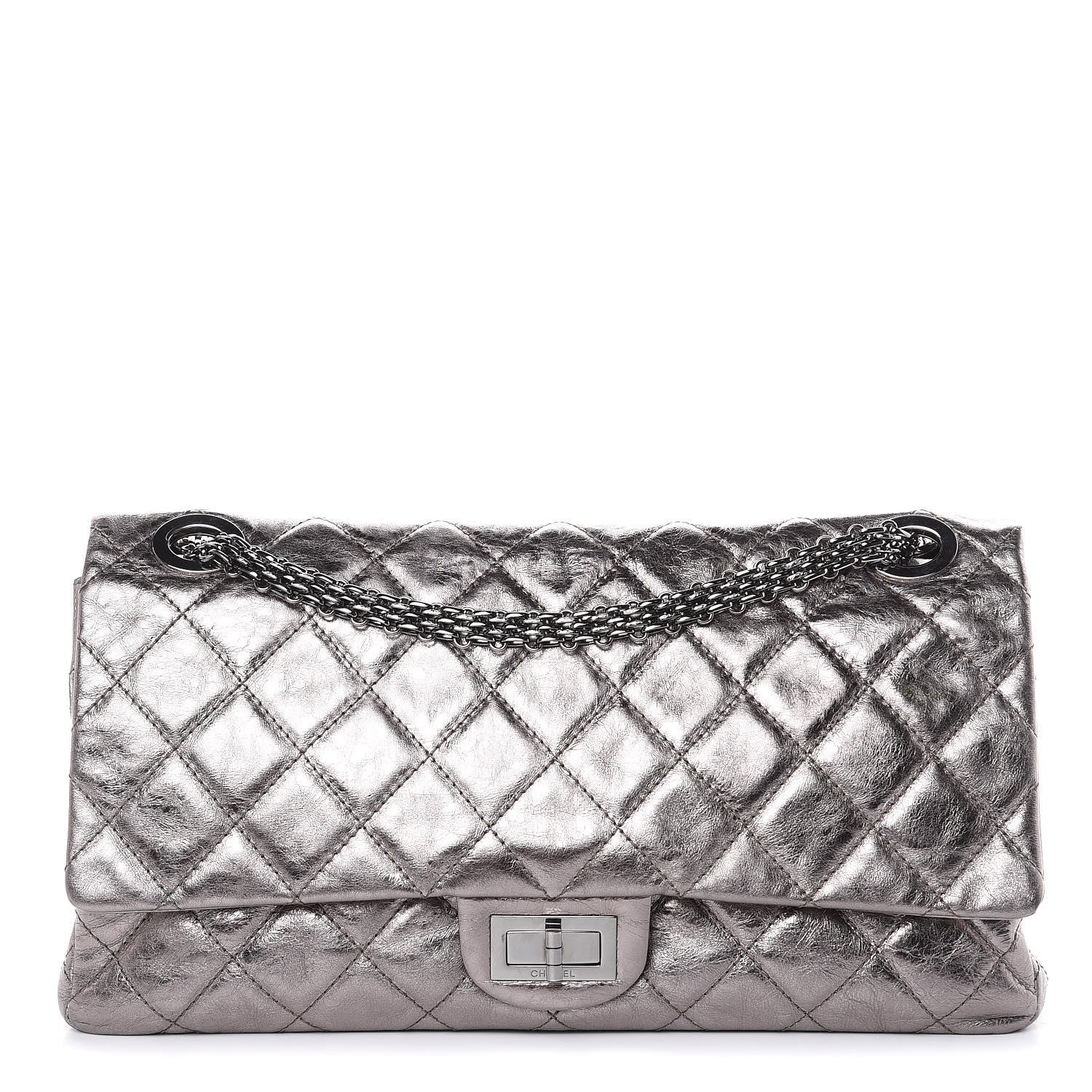 Chanel Metallic Aged Calfskin Quilted 2.55 Reissue 228 Flap Silver 1 of 9