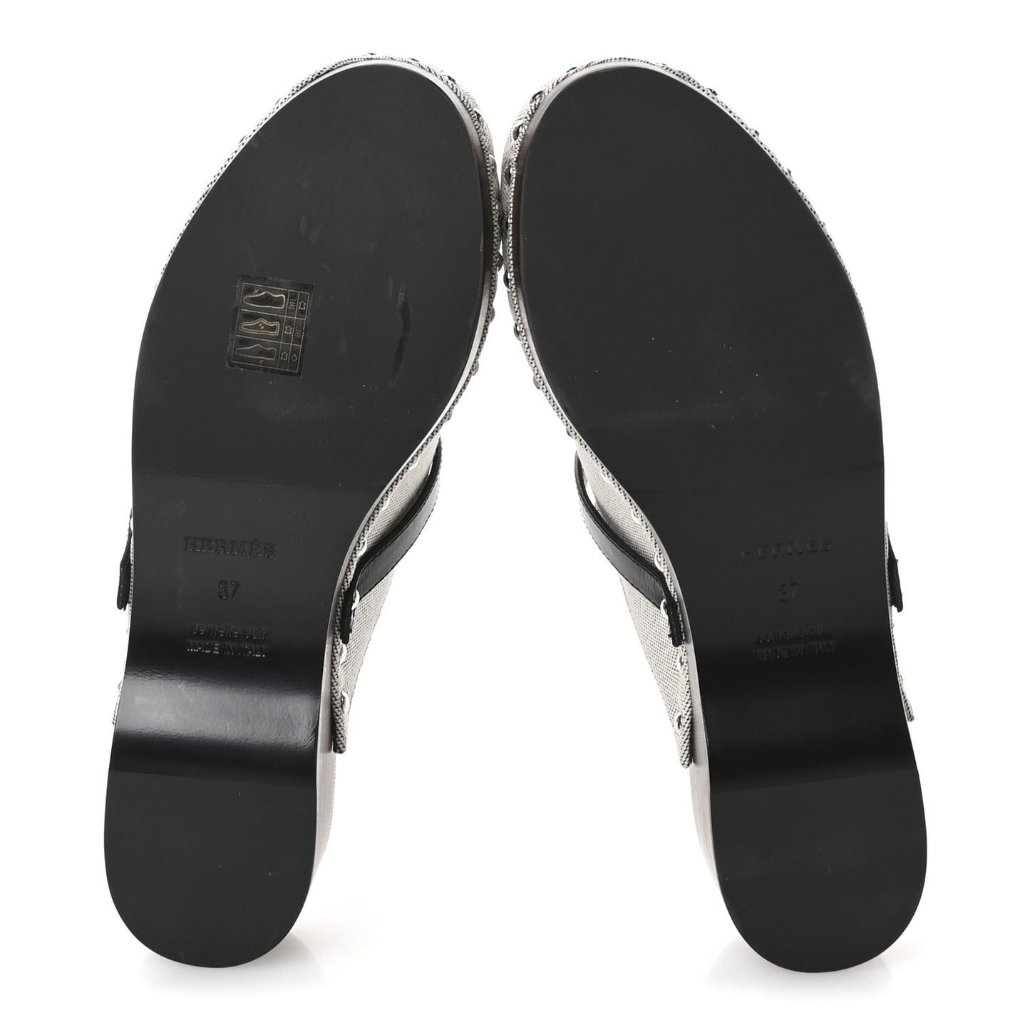 H Canvas Calfskin Carlotta Mules 37 Prunoir Black