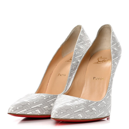 Christian Louboutin Patent Pigalle Follies 100 Pumps 40.5 White Silver 3 of 10