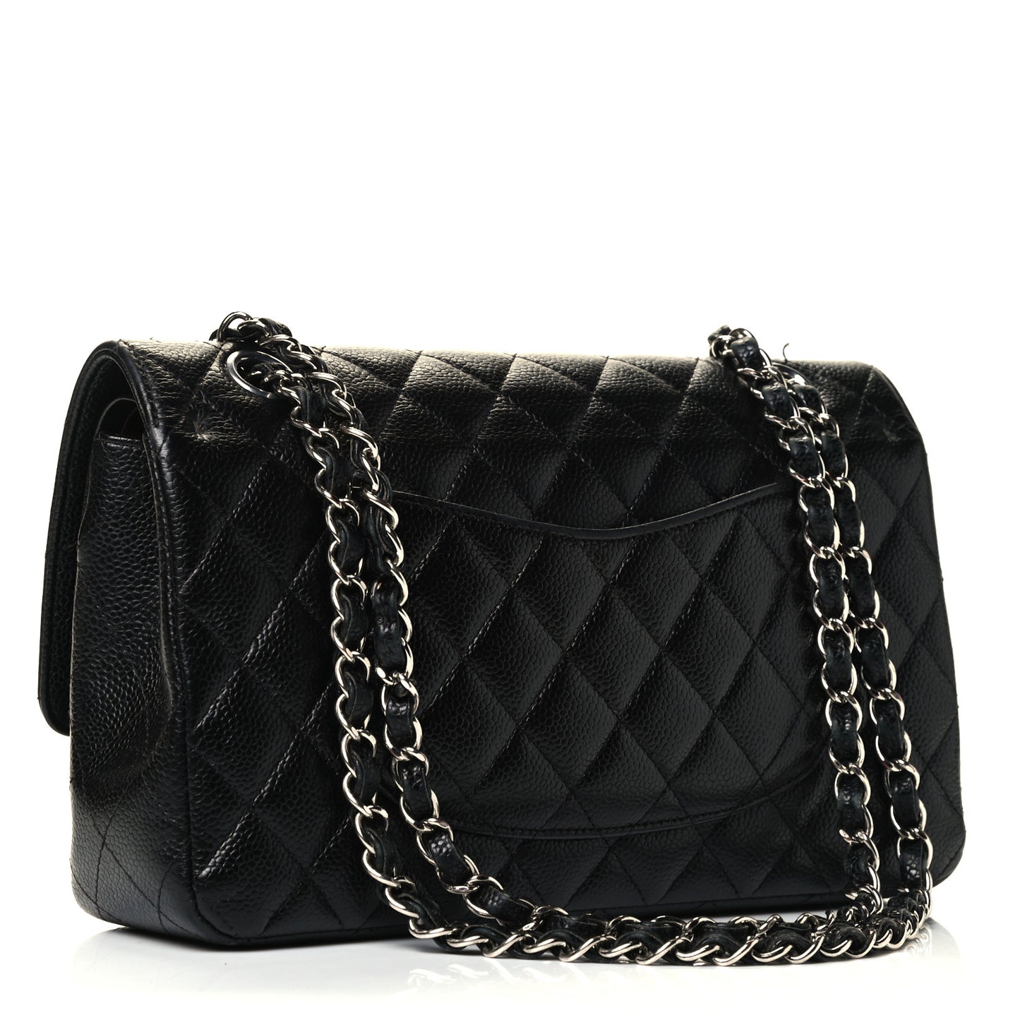 Caviar Quilted Medium Double Flap Black