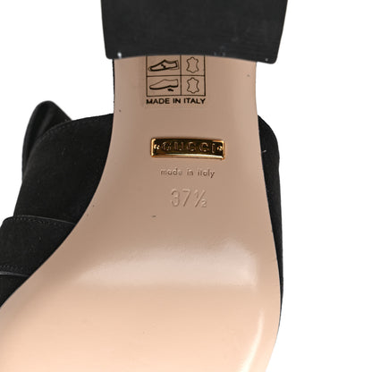 Gucci Kid Scamosciato GG Marmont Fringe 75mm Slide Sandals 37.5 Black 6 of 8