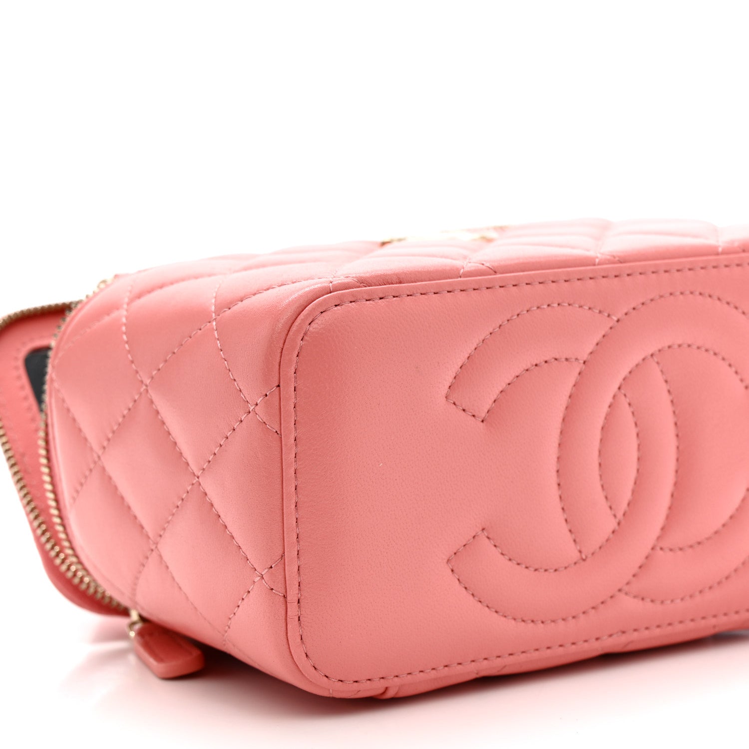 Chanel Lambskin Quilted Small Charming Top Handle Vanity Case With Chain Pink 10 of 14