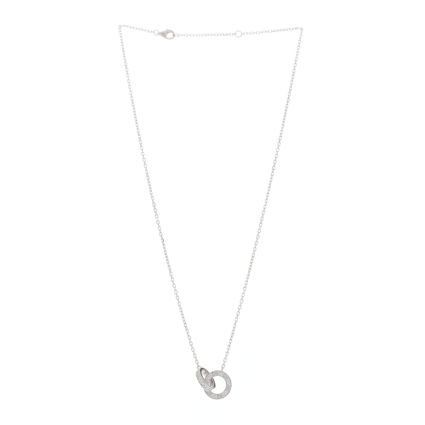 18K White Gold Diamond Interlocking LOVE Paved Necklace