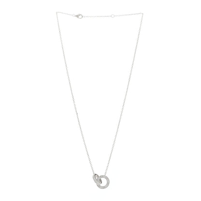 Cartier 18K White Gold Diamond Interlocking LOVE Paved Necklace 5 of 9