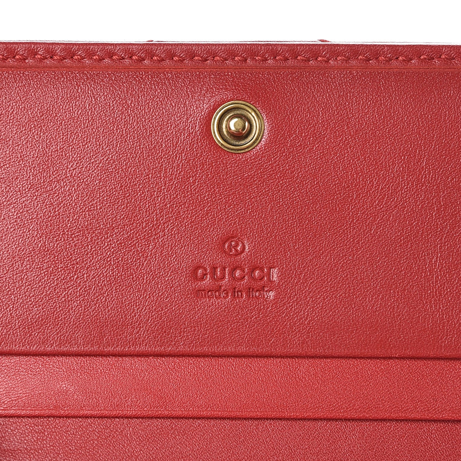 Gucci Calfskin Matelasse GG Marmont Card Case Wallet Hibiscus Red 6 of 8