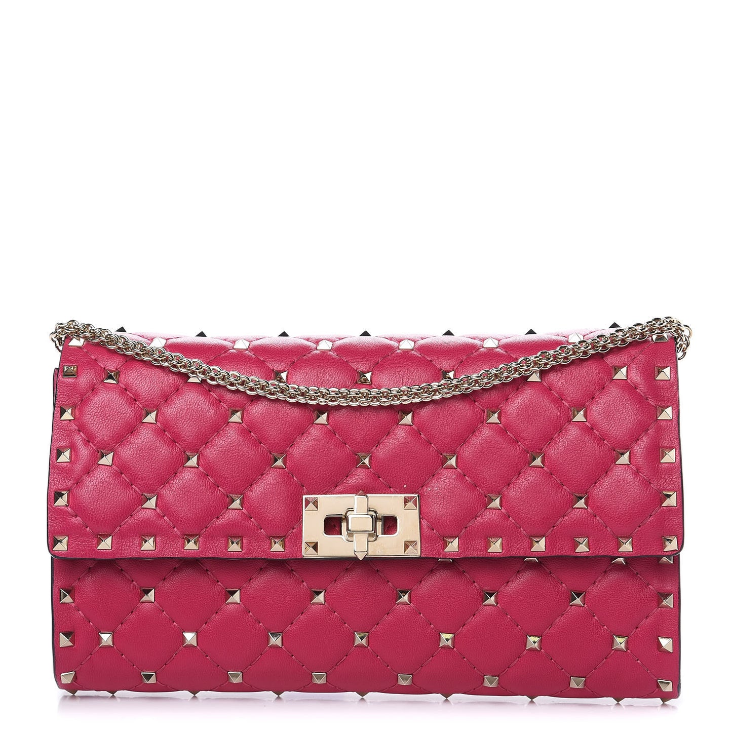 Nappa Rockstud Spike Wallet on Chain Disco Pink