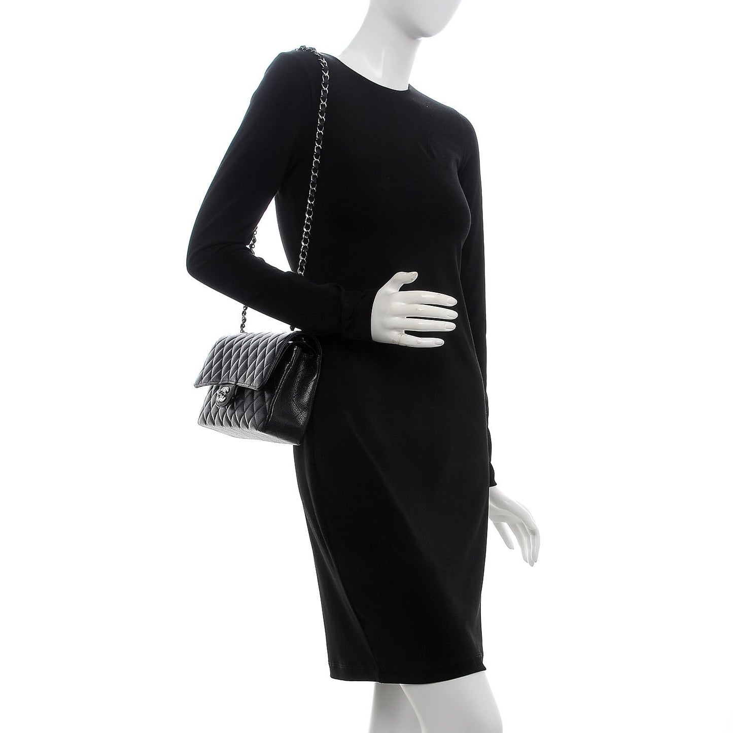 Caviar Quilted Medium Double Flap Black