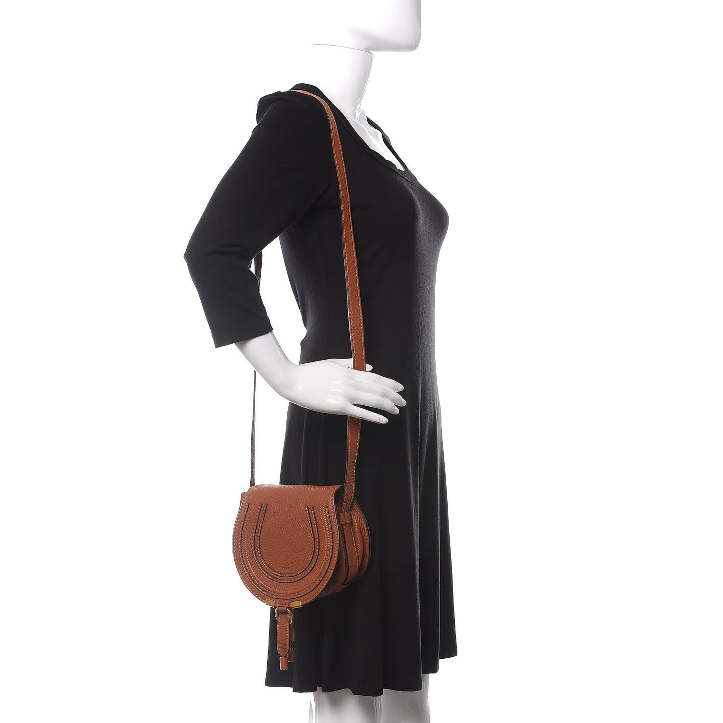 Calfskin Mini Marcie Round Crossbody Bag Tan