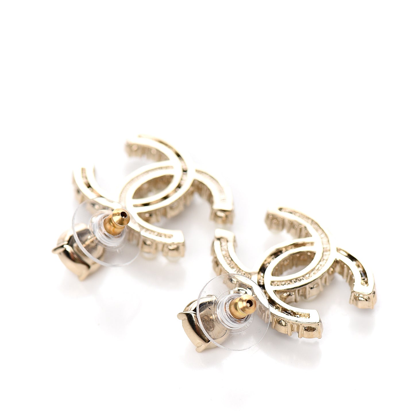 Resin Pearl Dazzling Domino CC Drop Earrings Gold Black