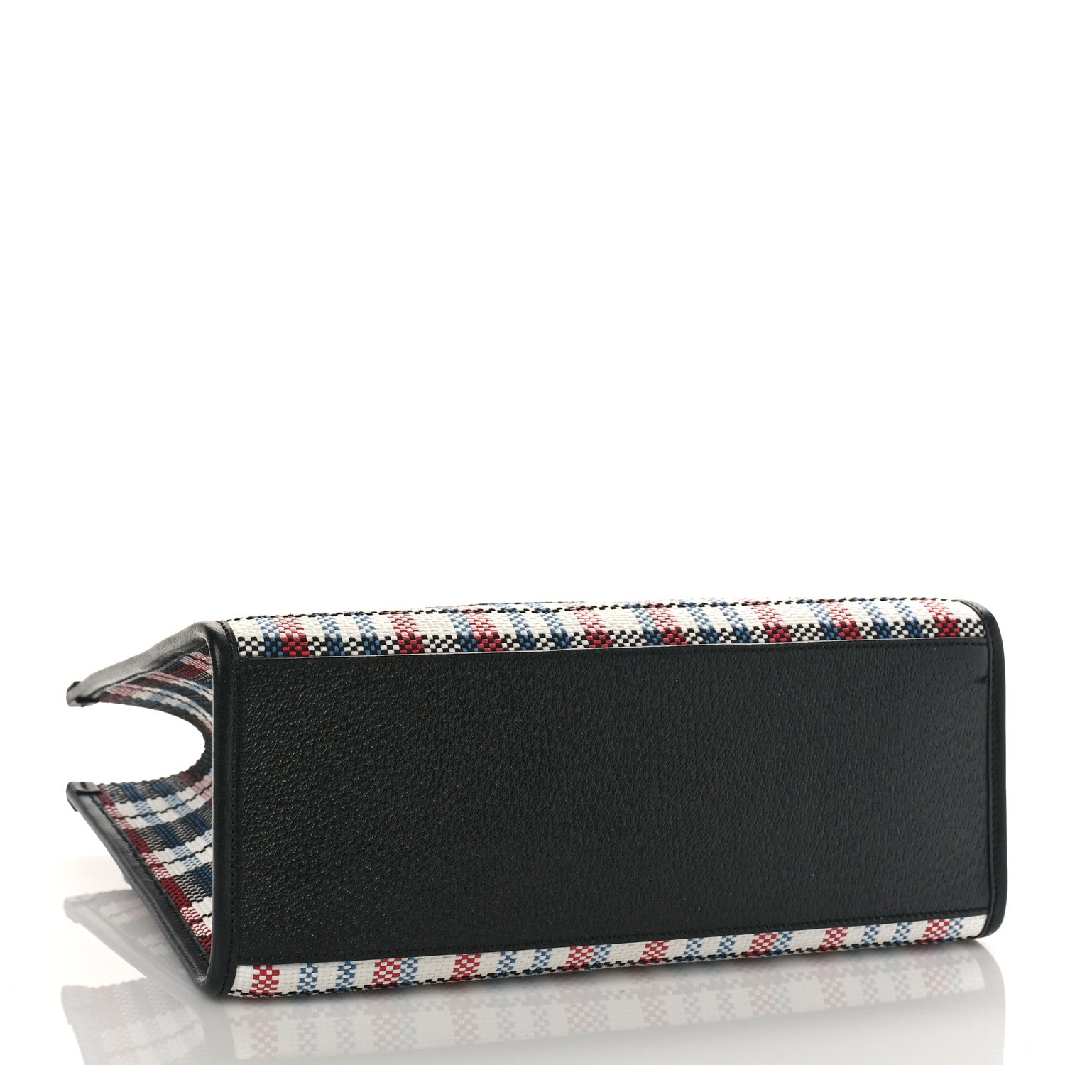 Gucci Canvas Plaid ICCUG Embroidered Small Tote Bag Black White Red Blue Smile Yellow 3 of 8