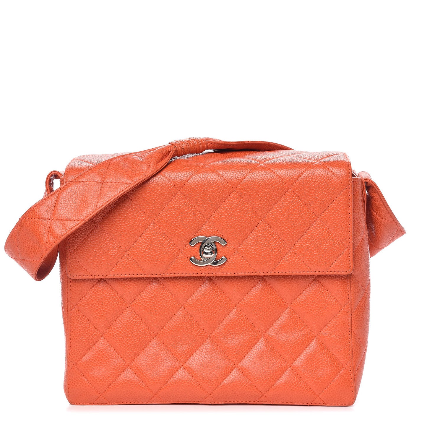 Caviar Quilted Shoulder Bag Orange