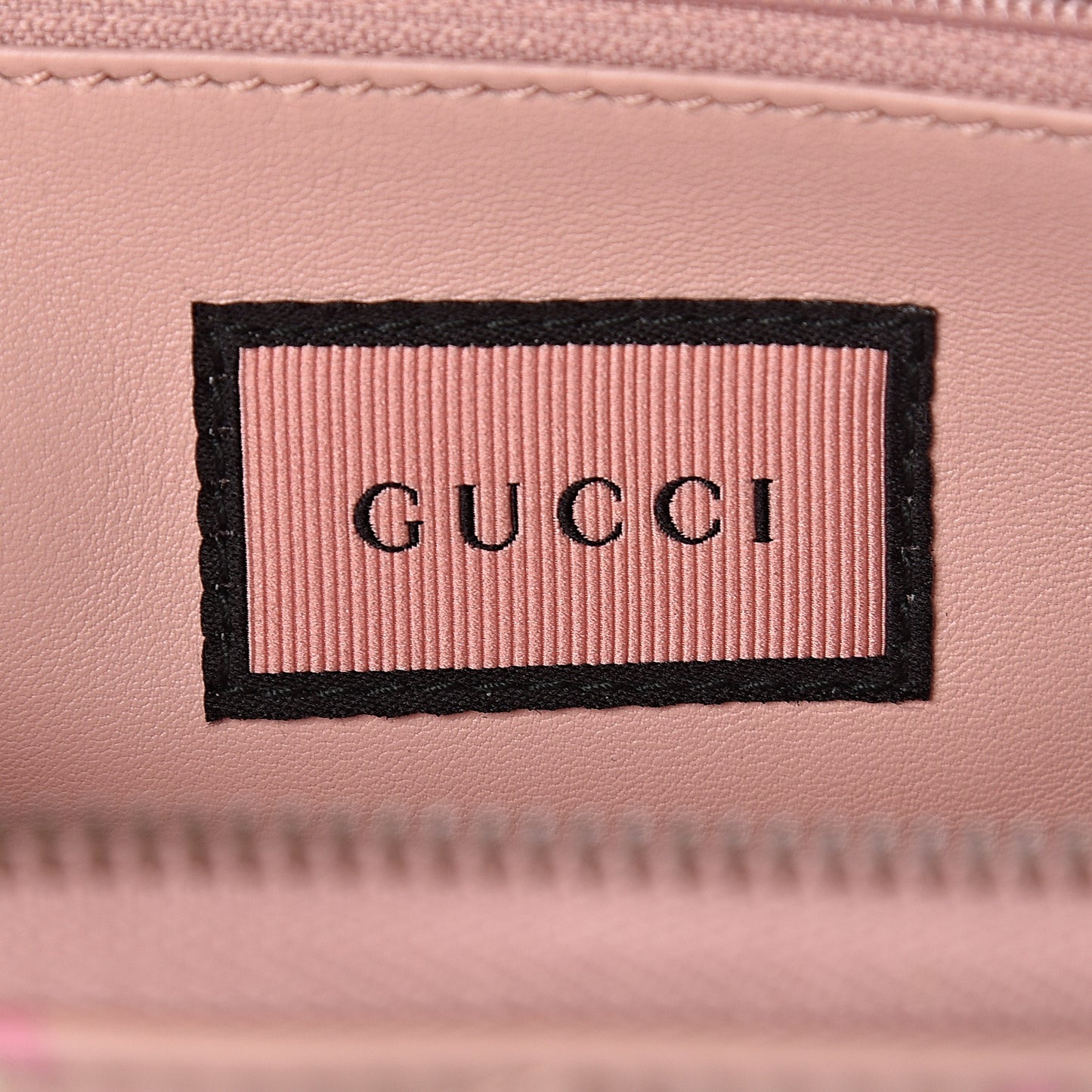 Calfskin Matelasse GucciGhost GG Marmont Zip Around Wallet Perfect Pink Rosa Ivory