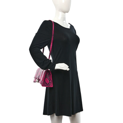 Balenciaga Shiny Calfskin Python Effect Small Hourglass Top Handle Bag Fuchsia Black 2 of 10