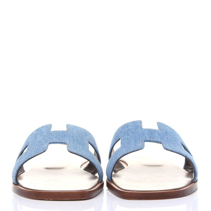 Hermes Denim Canvas Oran Sandals 38 Bleu Clair 2 of 11