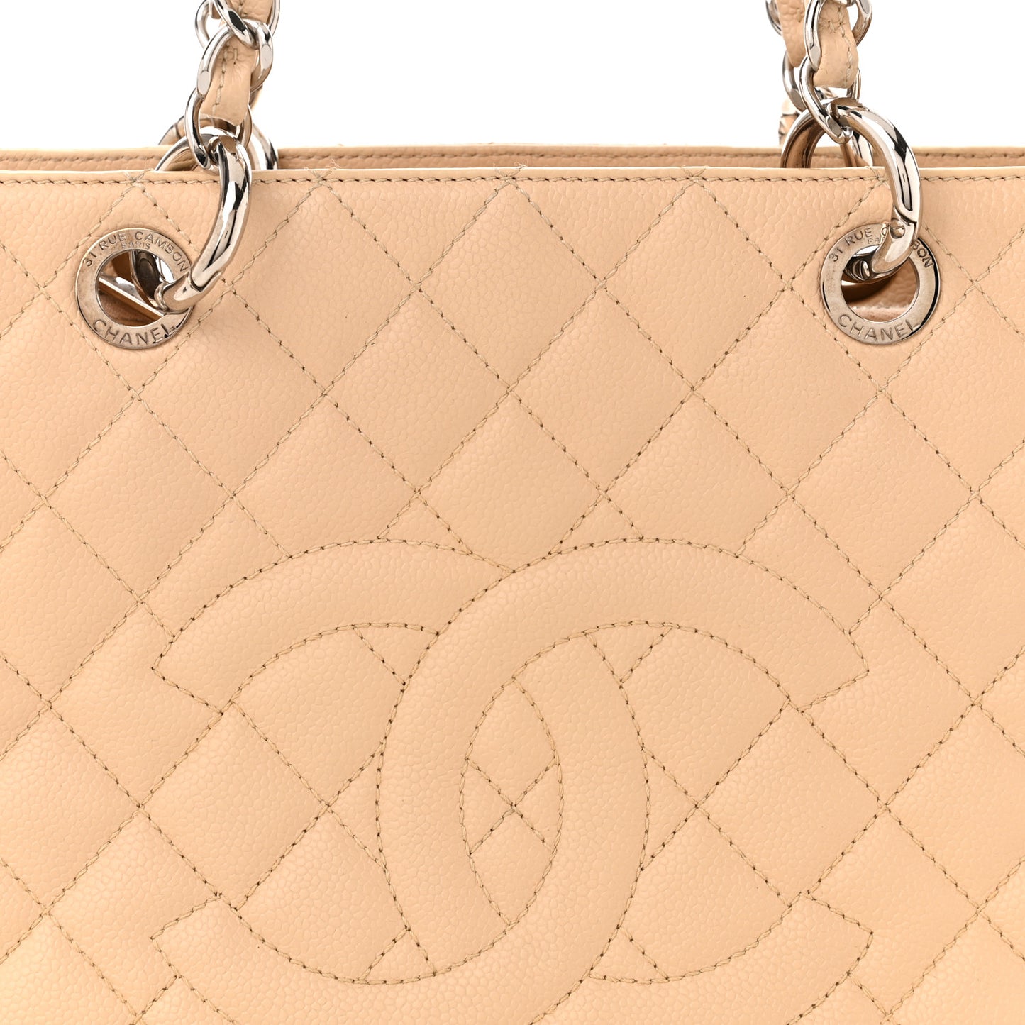Caviar Quilted Grand Shopping Tote GST Beige Clair