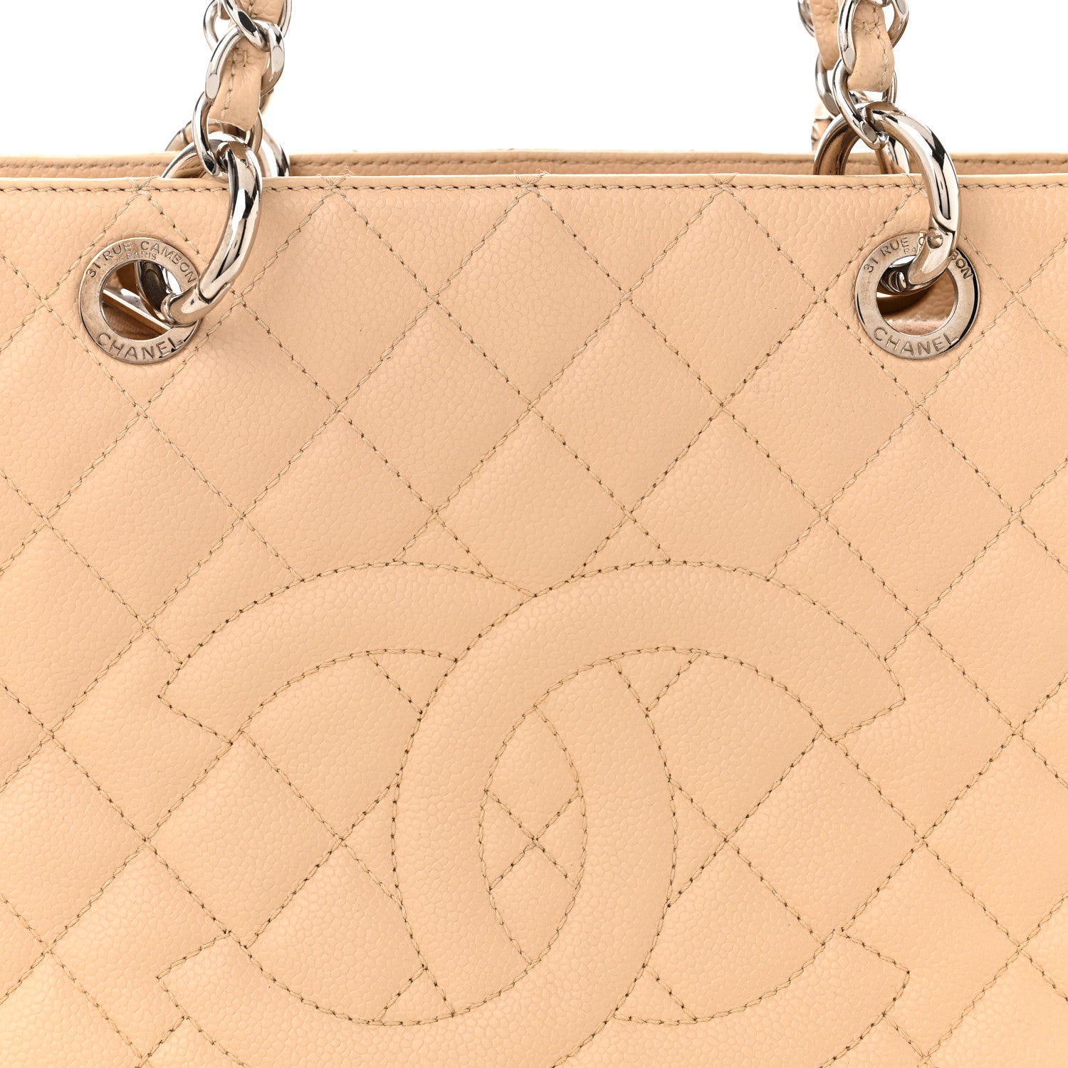 Chanel Caviar Quilted Grand Shopping Tote GST Beige Clair 9 of 13