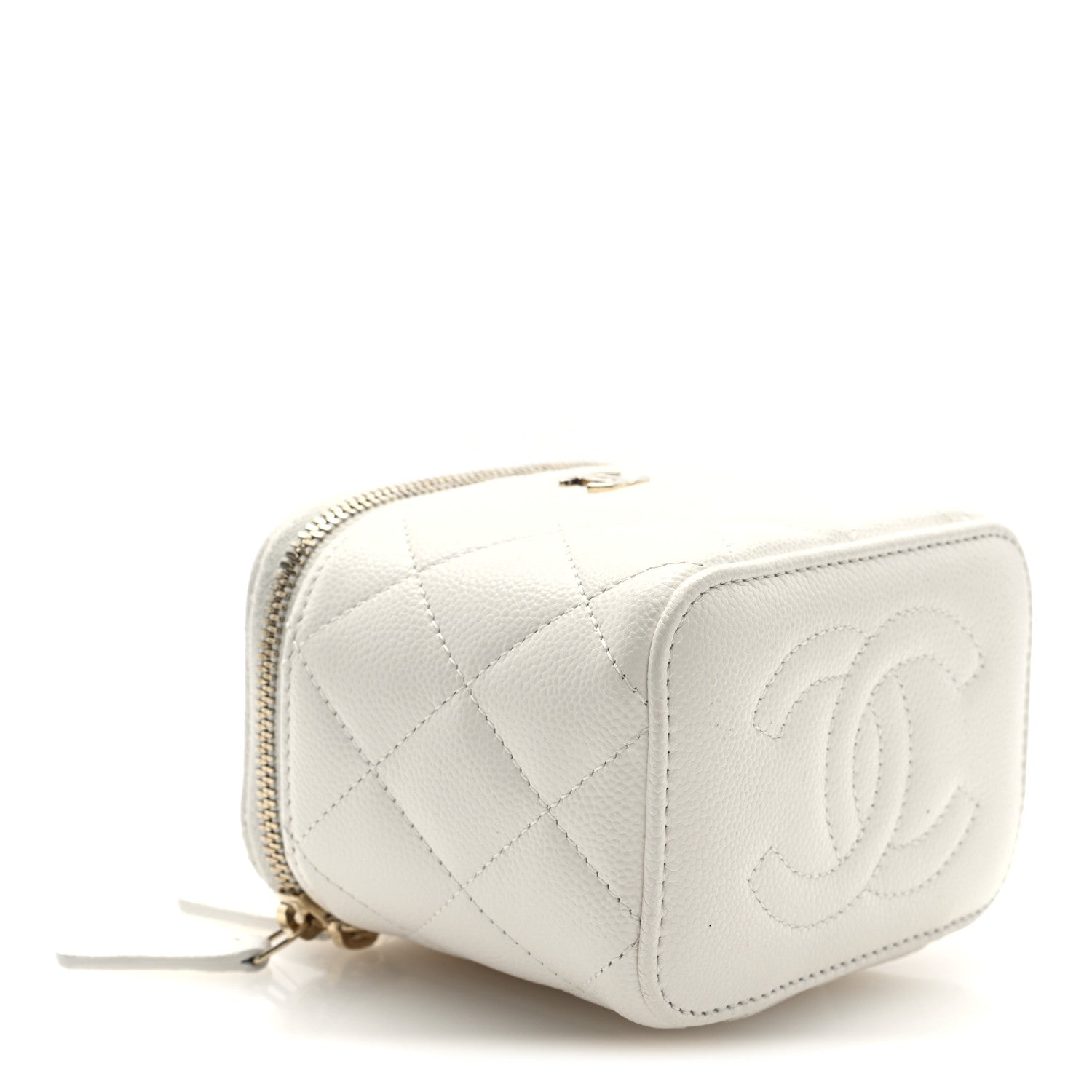 Chanel Caviar Quilted Mini Vanity Case With Chain White 4 of 11
