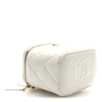 Chanel Caviar Quilted Mini Vanity Case With Chain White 4 of 11