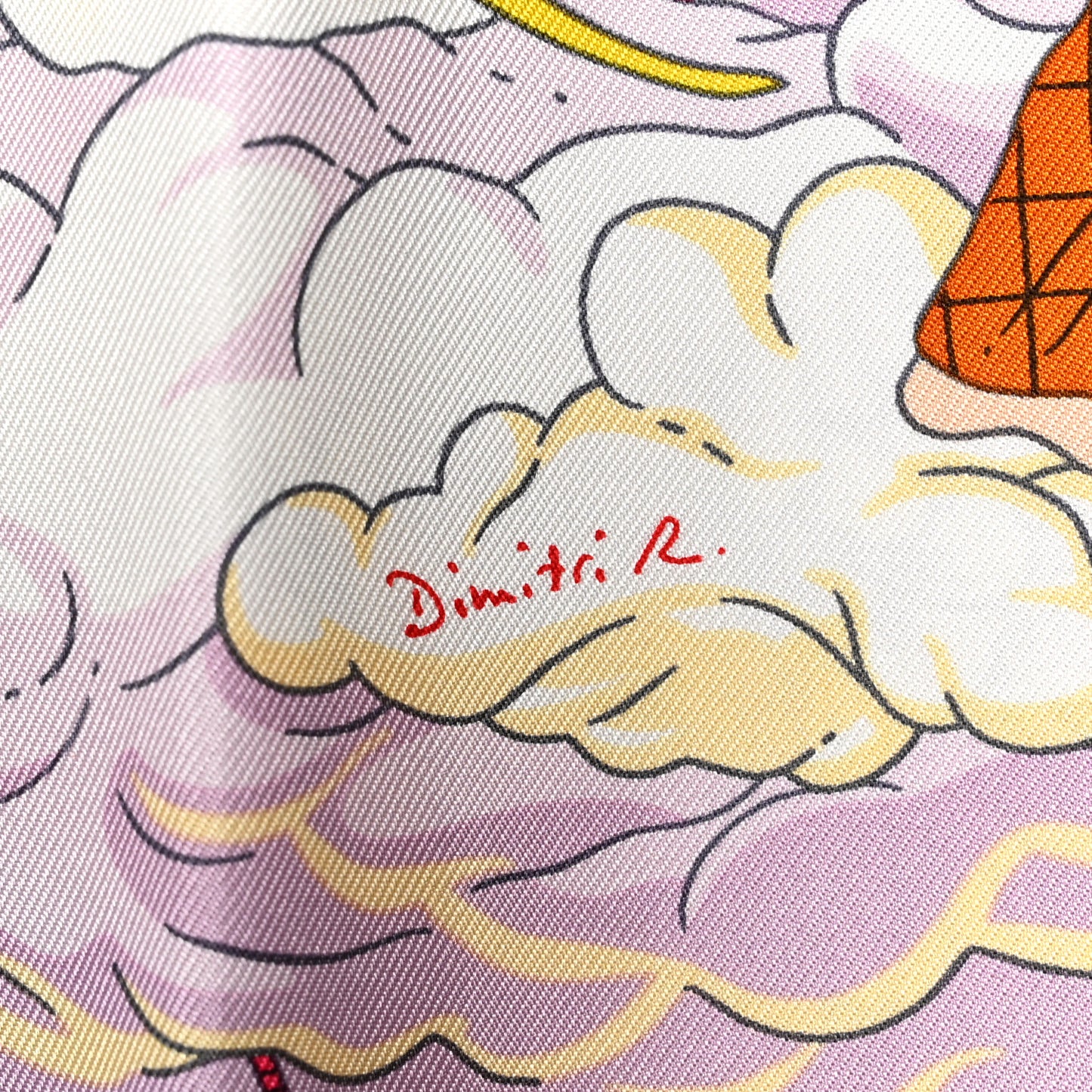 Silk Sur Mon Nuage Scarf 90 Bleu Ciel Parme Jaune