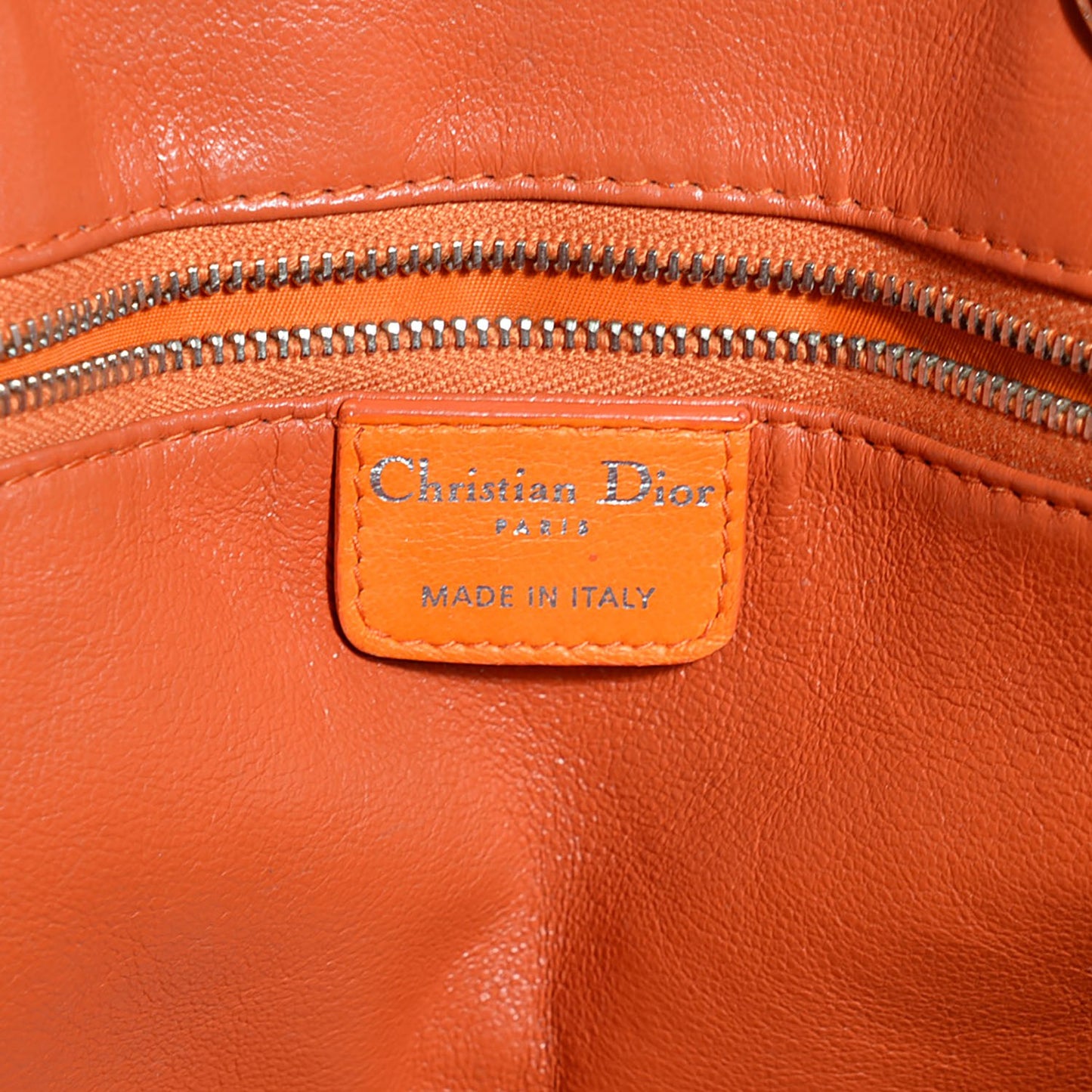 Lambskin Woven North South Avenue Tote Orange