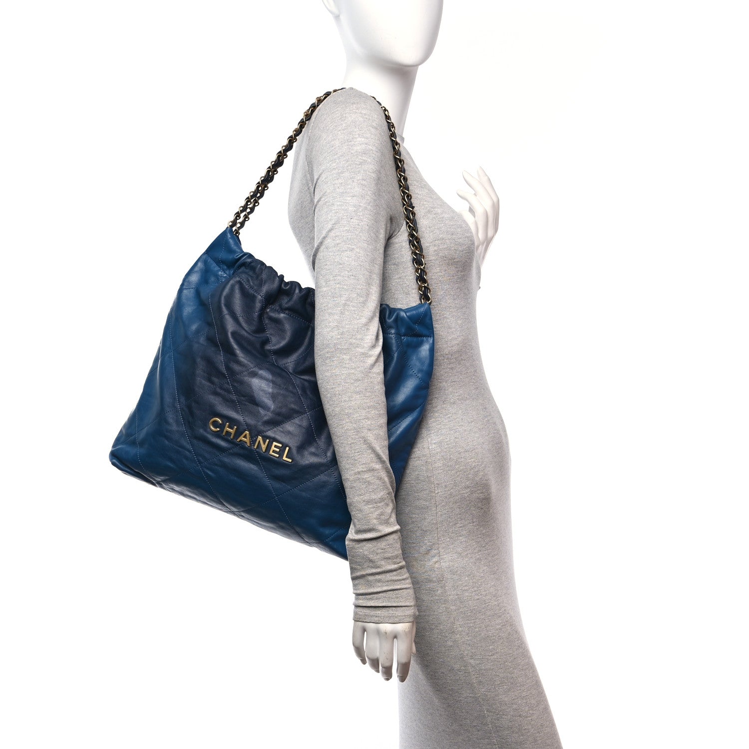 Chanel Shaded Calfskin Quilted Chanel 22 Blue Dark Blue 2 of 15