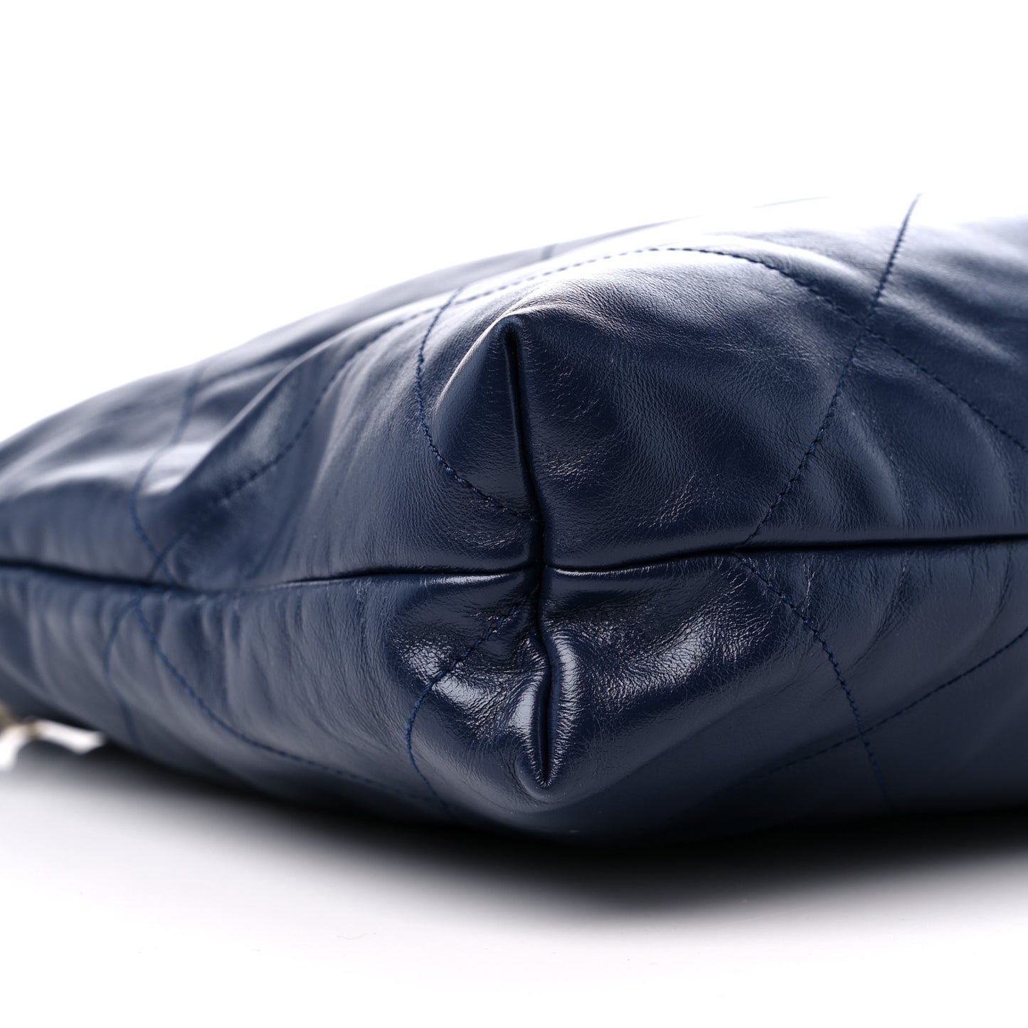 Shiny Calfskin Quilted Chanel 22 Navy Blue
