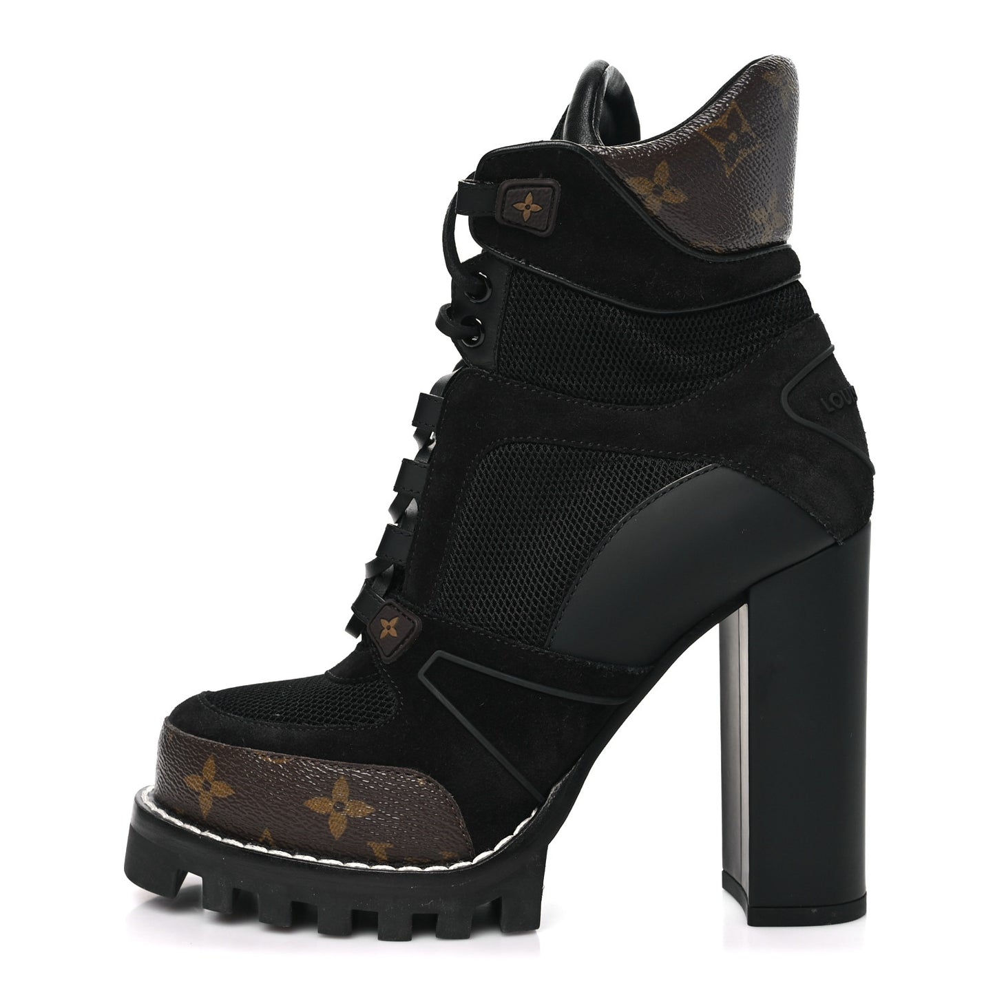 Suede Calfskin Monogram Star Trail Ankle Boots 38 Black