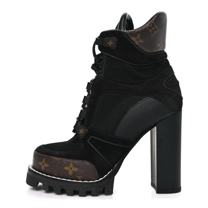 Louis Vuitton Suede Calfskin Monogram Star Trail Ankle Boots 38 Black 1 of 8