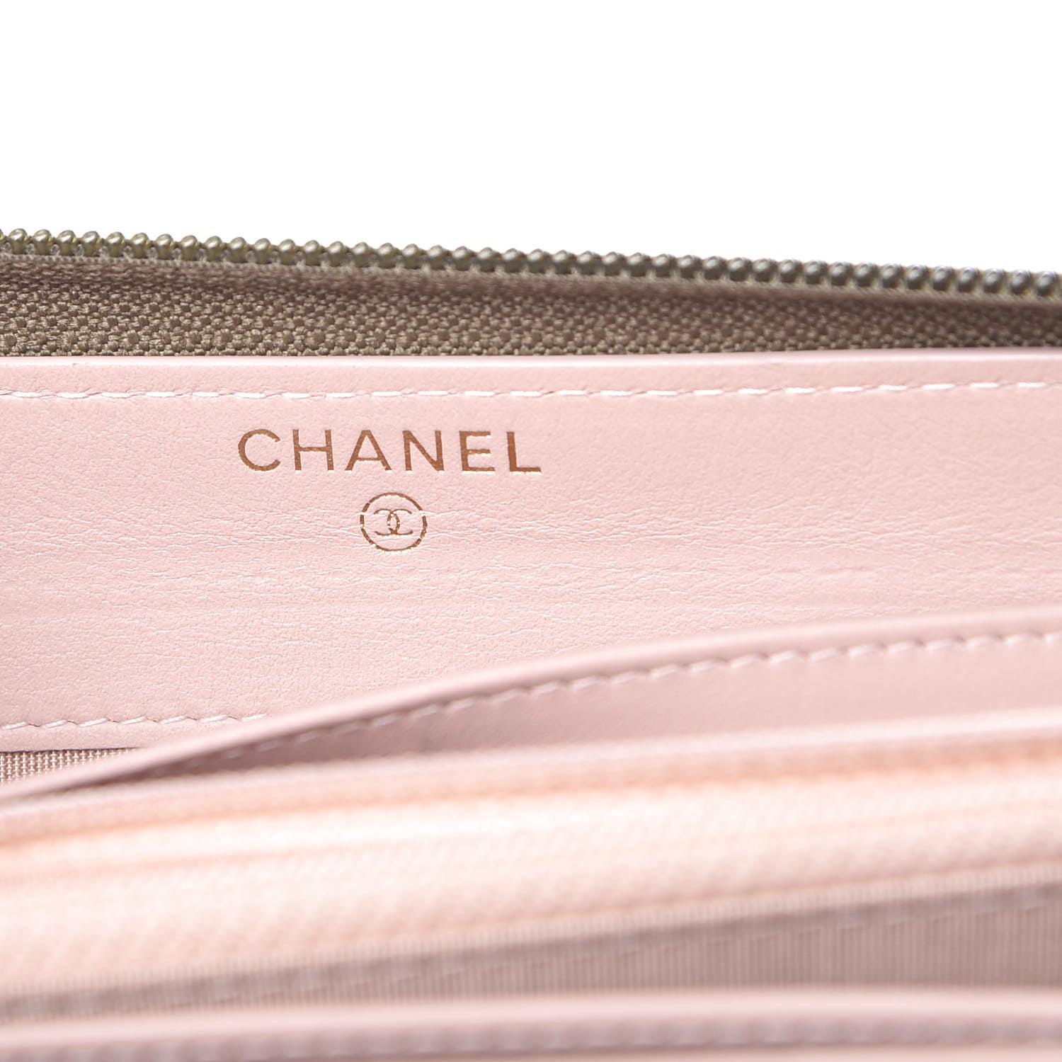 Chanel Caviar Quilted Boy Long Zip Around Wallet Khaki 6 of 9
