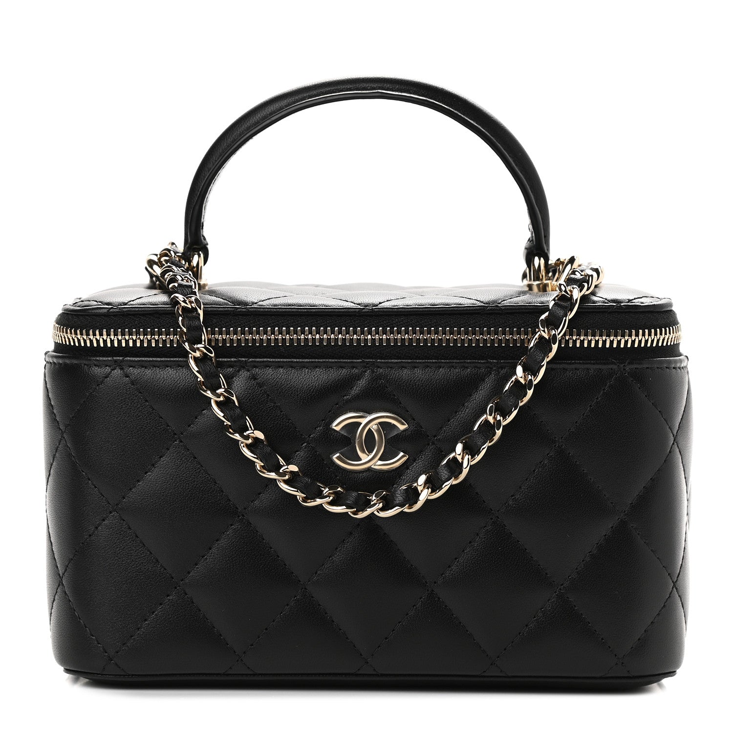 Chanel Lambskin Quilted Small Top Handle Vanity Case With Chain Black 1 of 8