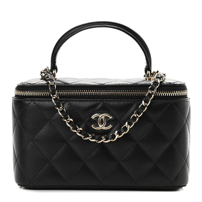 Chanel Lambskin Quilted Small Top Handle Vanity Case With Chain Black 1 of 8