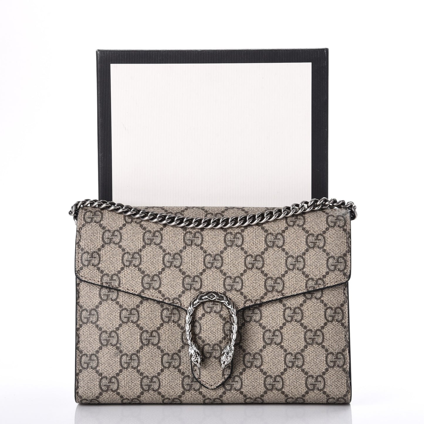 GG Supreme Monogram Mini Dionysus Chain Wallet Beige Black