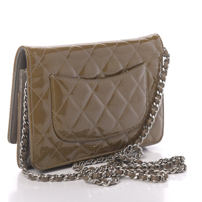 Chanel Patent Quilted Wallet On Chain WOC Brown 3 of 13