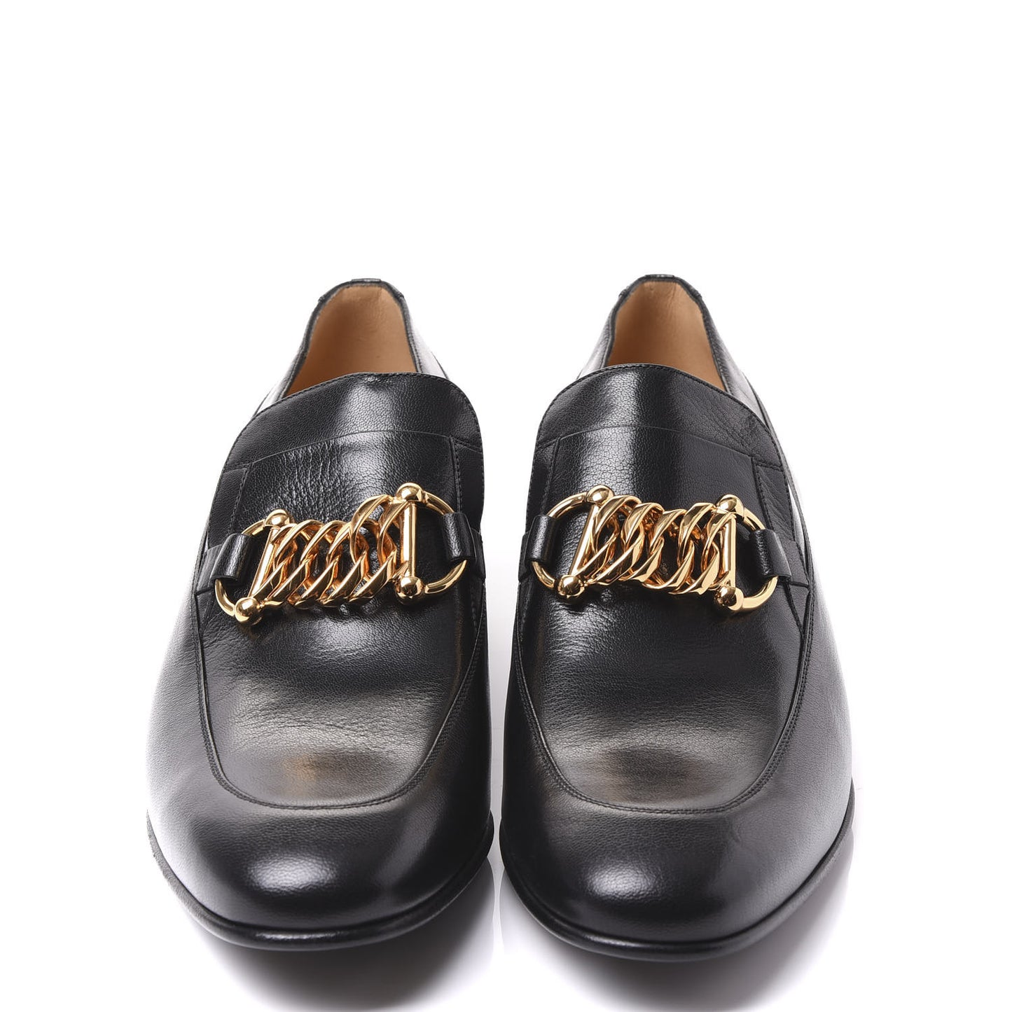 Goatskin Mens Chain Mid Heel Loafers 9.5 Black