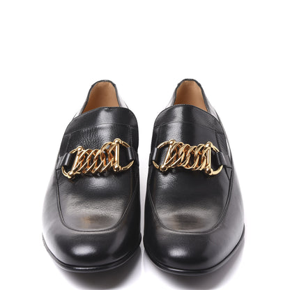 Gucci Goatskin Mens Chain Mid Heel Loafers 9.5 Black 3 of 9