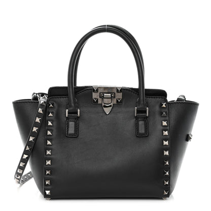 Valentino Garavani Vitello Mini Rockstud Double Handle Tote Black 1 of 14