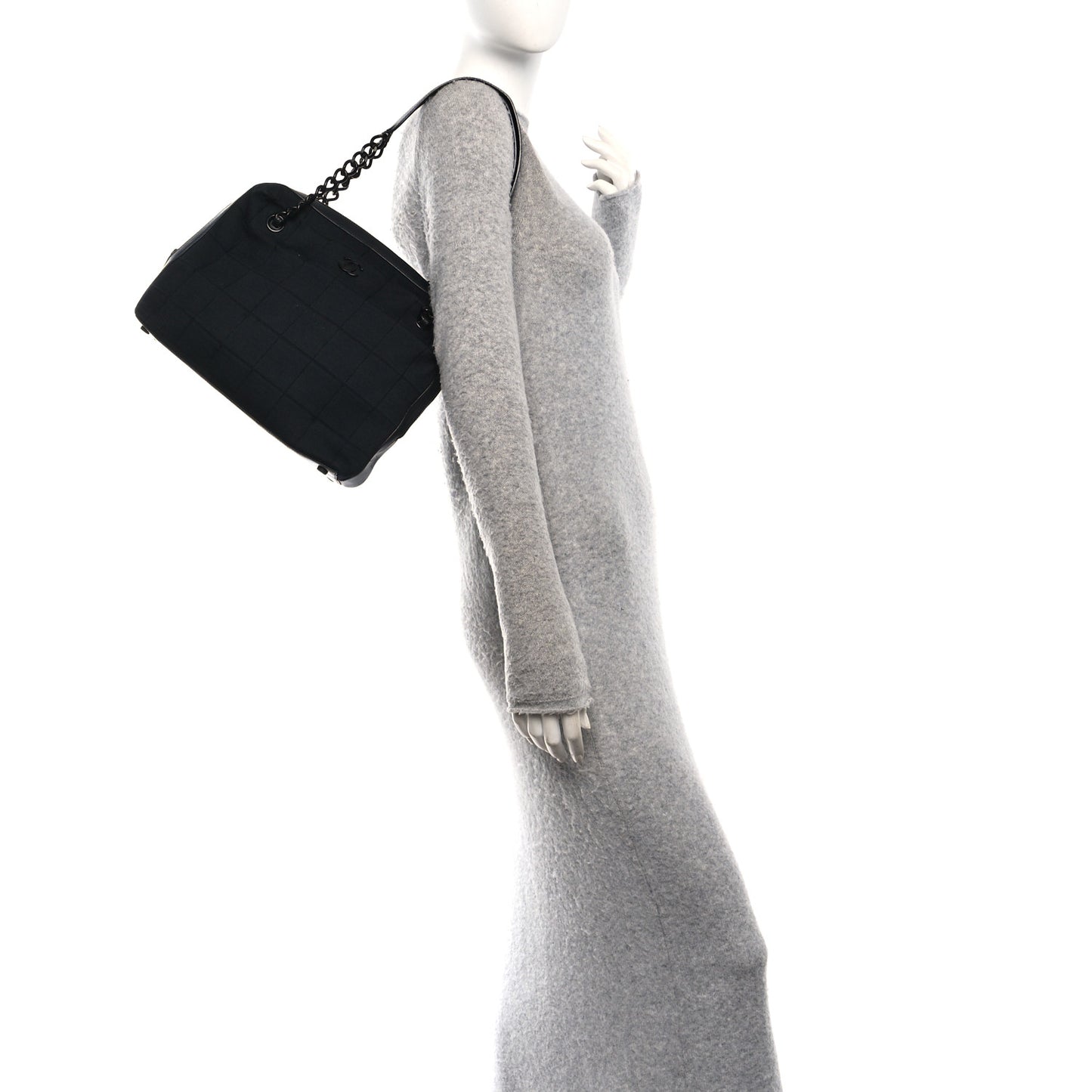 Jersey Quilted Chocolate Bar Shoulder Bag Black
