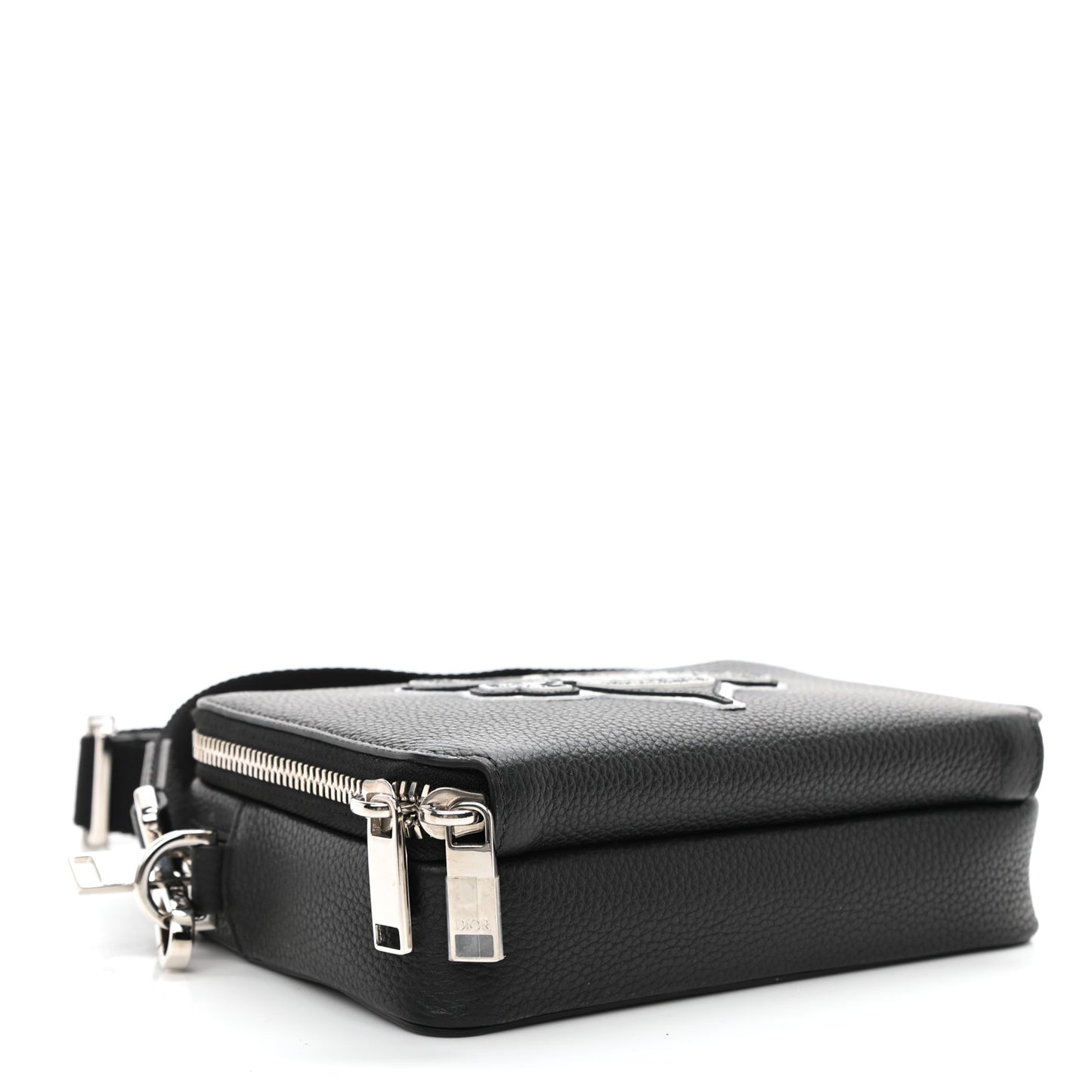 X SHAWN STUSSY Grained Calfskin Double Zip Crossbody Pouch Black